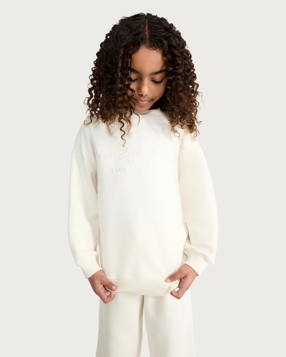 image 1 of F&F Active Girls AFTERCLASS Slogan Sweatshirt in Cream
