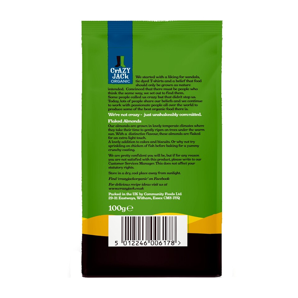 image 1 of Crazy Jack Organic Flaked Almonds 100G