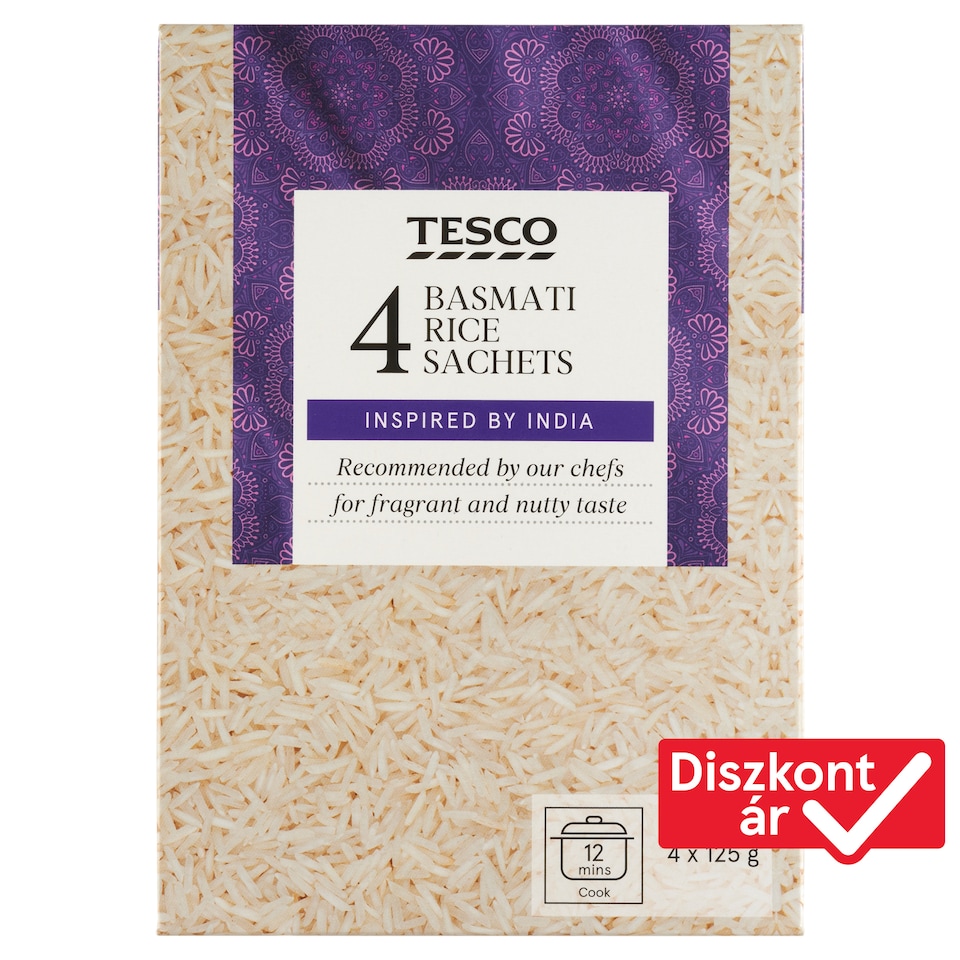 Tesco "A" minőségű basmati rizs főzőtasakban 4 x 125 g (500 g)