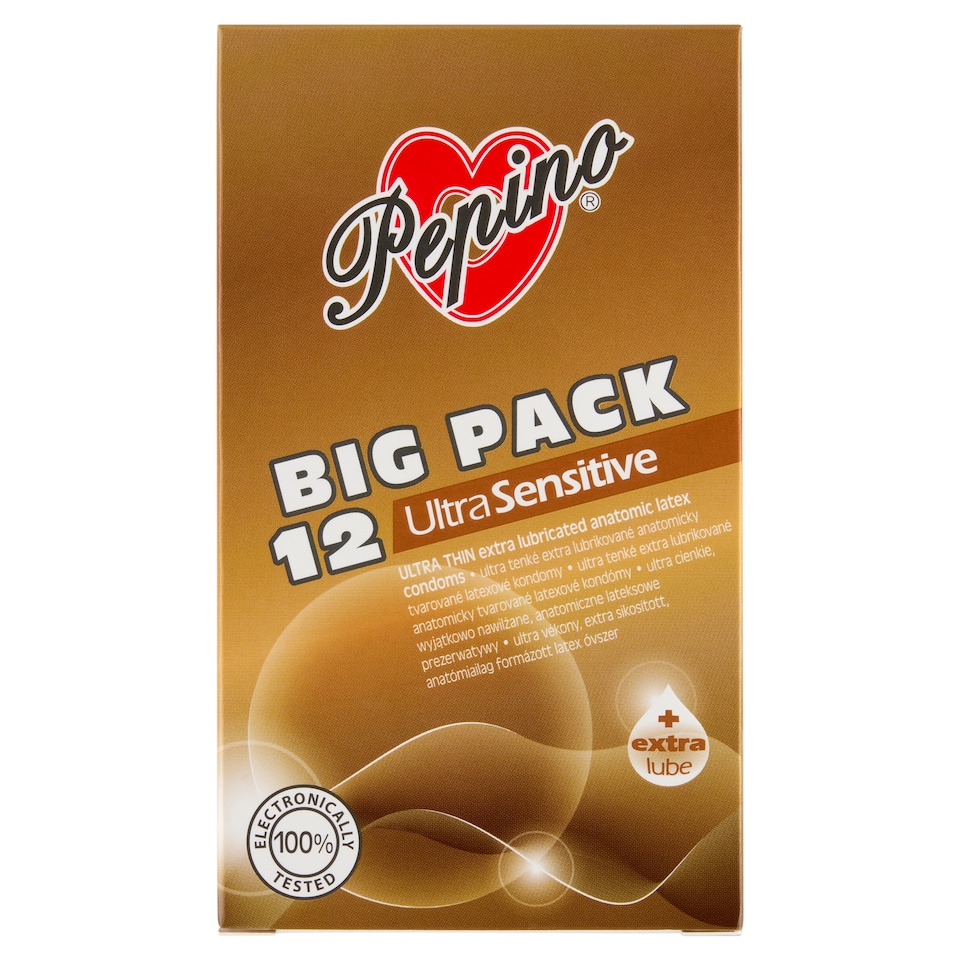 Pepino Ultra Sensitive ultra tenké extra lubrikované anatomicky tvarované latexové kondomy 12 ks