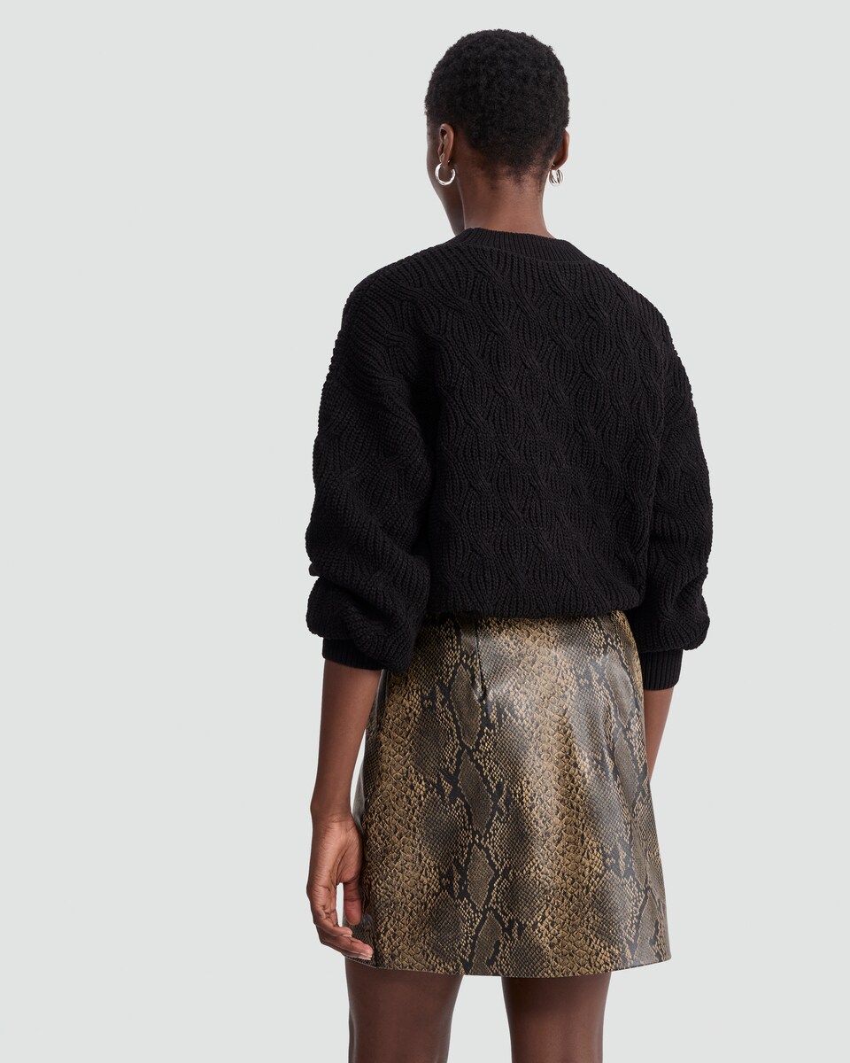 image 1 of F&F Faux Leather Snake Print Mini Skirt in Brown
