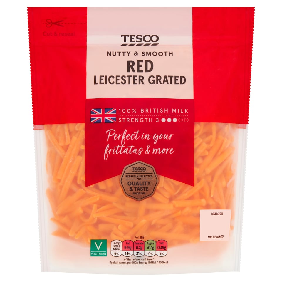 Tesco Grated Red Leicester 250 G