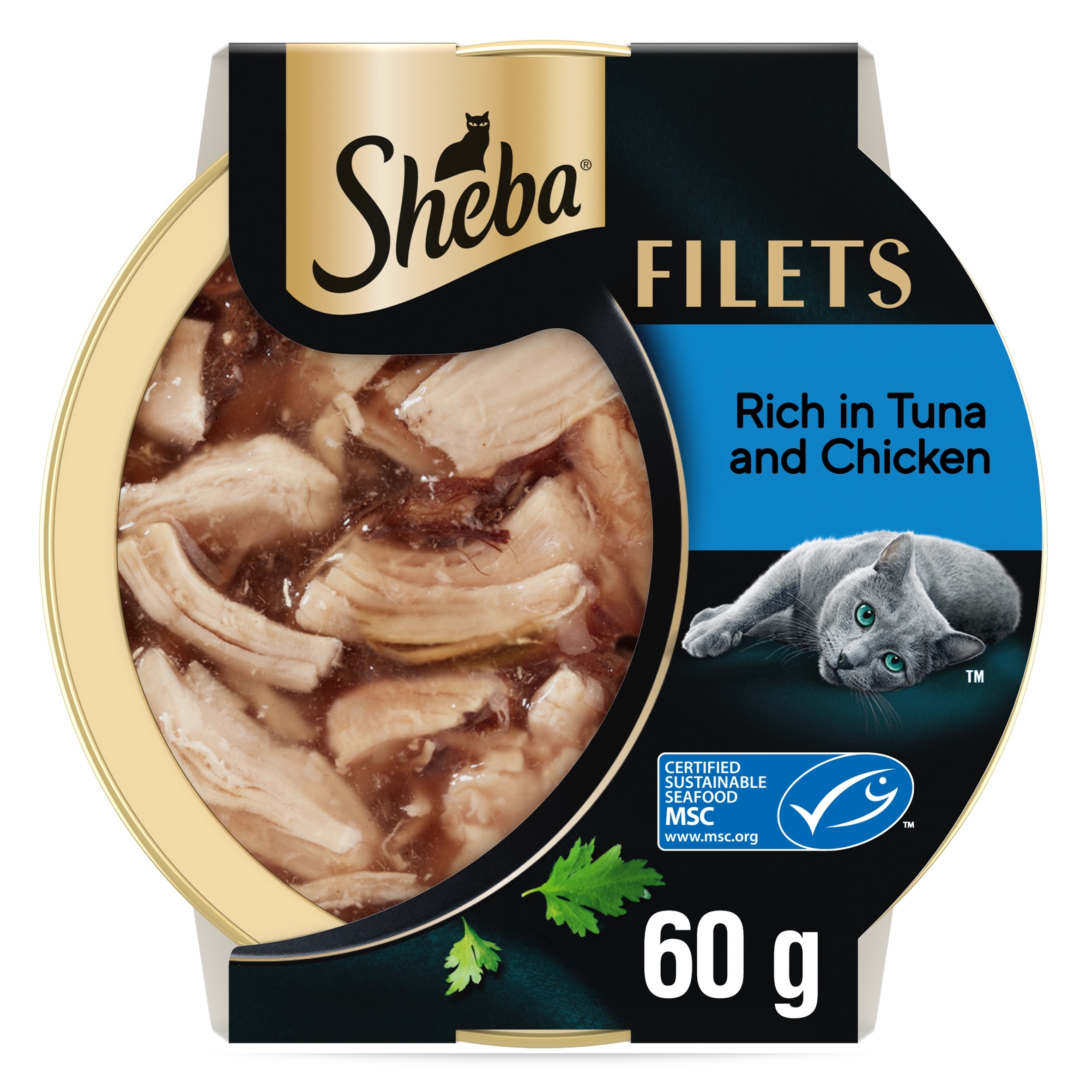 SHEBA Filets Adult Cat Food Tray with Chicken & Tuna in Gravy 60g ...