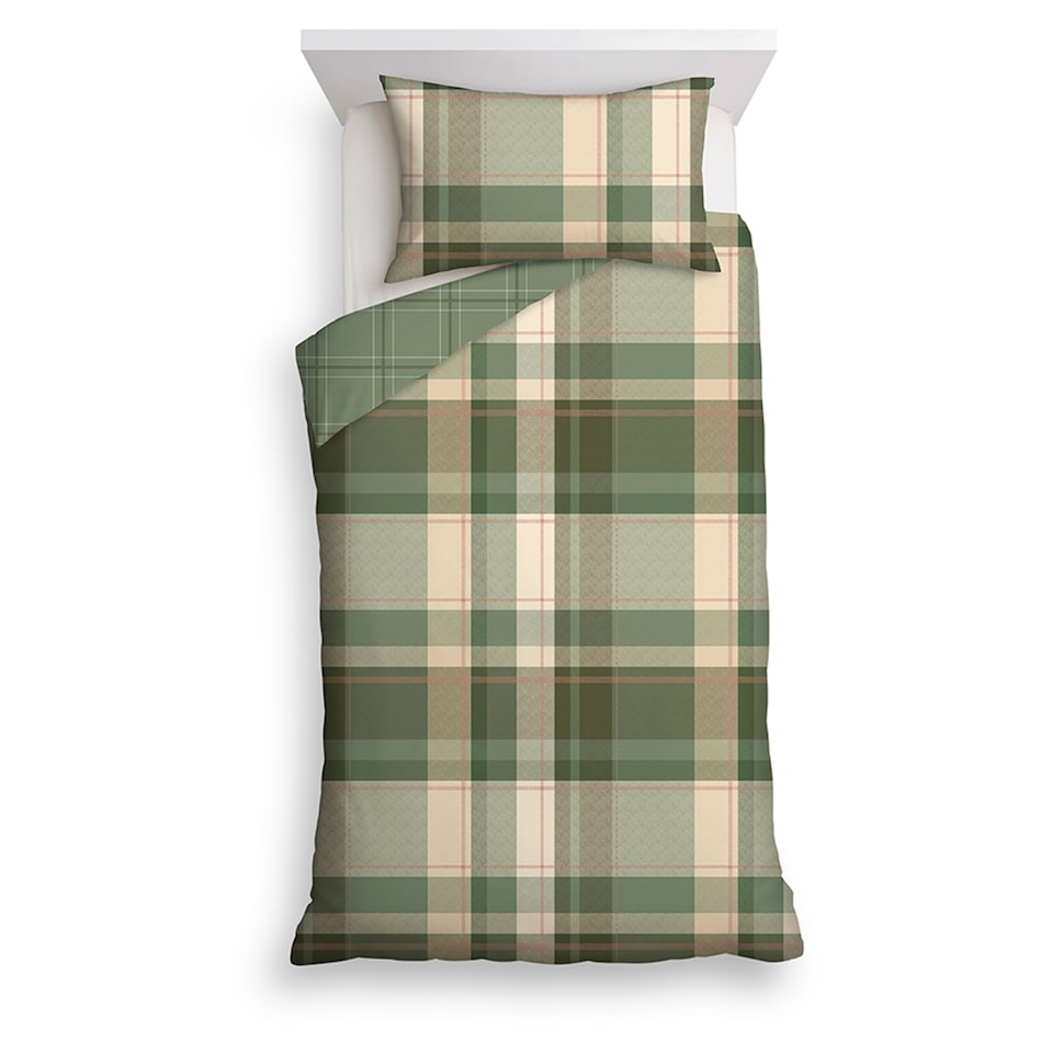 F&F Home Green Check Brushed Duvet Set Single