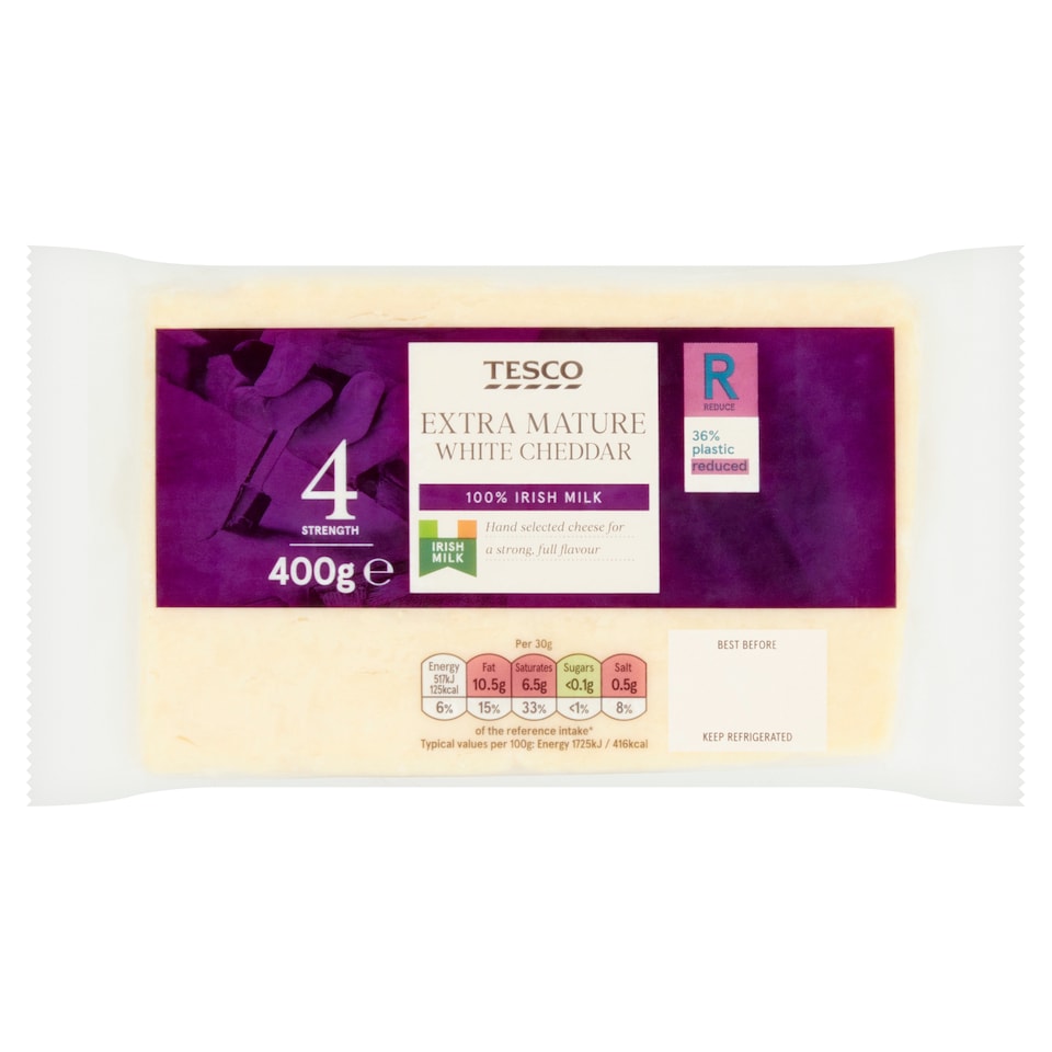 Tesco Extra Mature Irish White Cheddar 400G