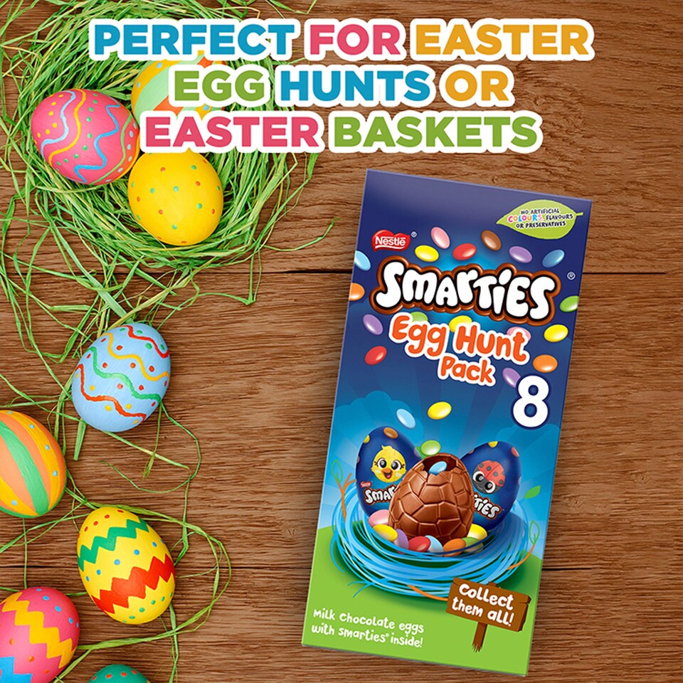 image 1 of Smarties Milk Chocolate Easter Egg Hunt 8 Pack 140G