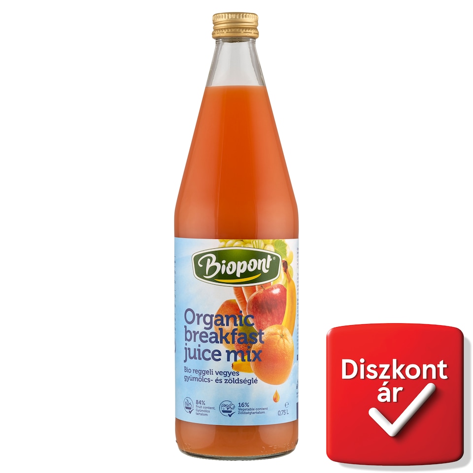 Biopont bio reggeli vegyes gyümölcs- és zöldséglé 0,75 l