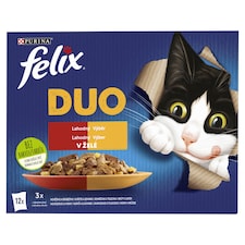 Felix Fantastic DUO kapsičky pre mačky kura a ľadvinky, hovädzie a hydina, morka a pečeň 12 × 85 g