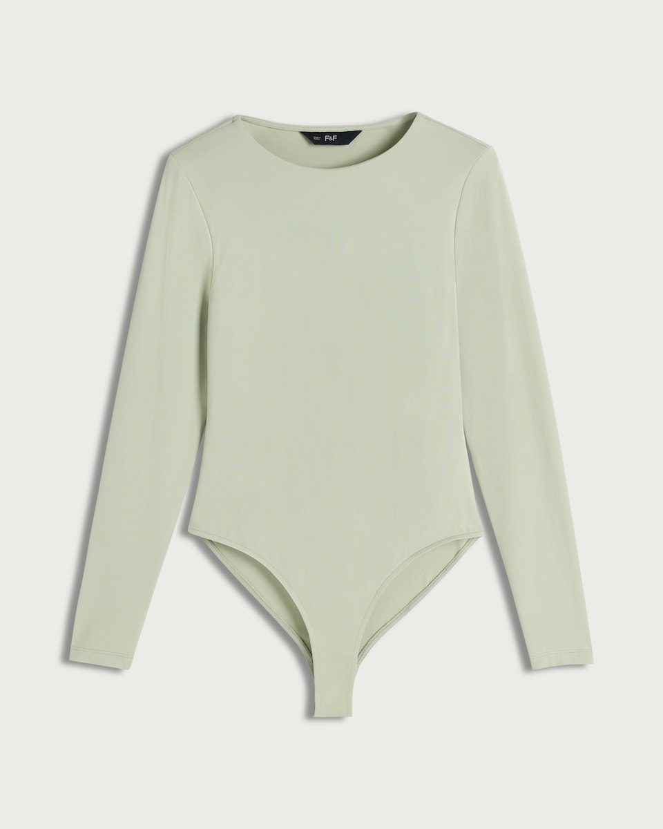 image 1 of F&F Polyamide Long Sleeved Bodysuit in Green