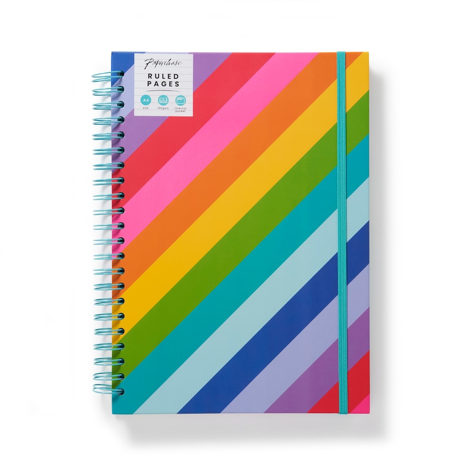 image 1 of Paperchase A4 Rainbow Stripe Notebook