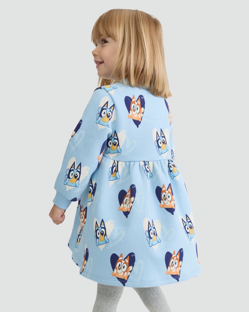 image 1 of Bluey Cotton Rich Long Sleeved Sweater Dress in Blue
