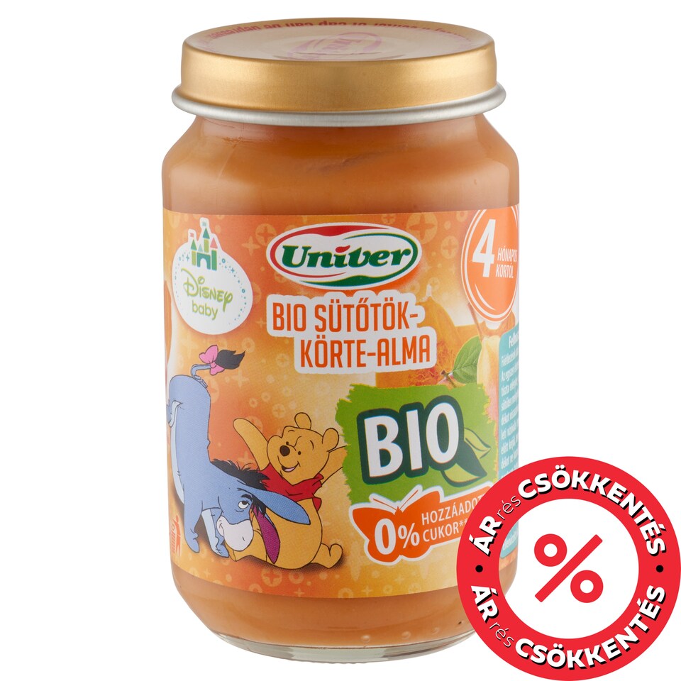 Univer Disney Baby bio sütőtök-körte-alma bébidesszert 4 hónapos kortól 163 g