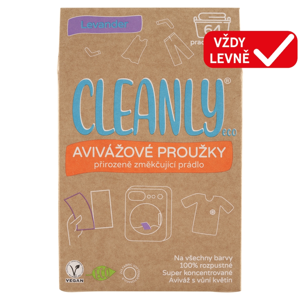 image 1 of Cleanly Eco Levander Fabric Softener Strips 64 Washes 32 pcs