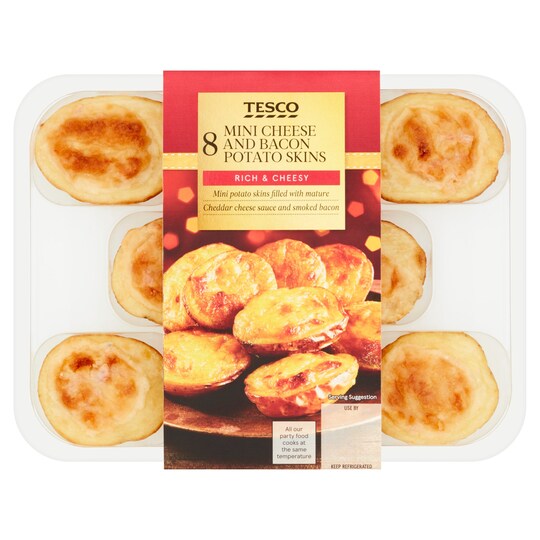 Tesco 8 Cheese & Bacon Loaded Skins 224G Tesco Groceries