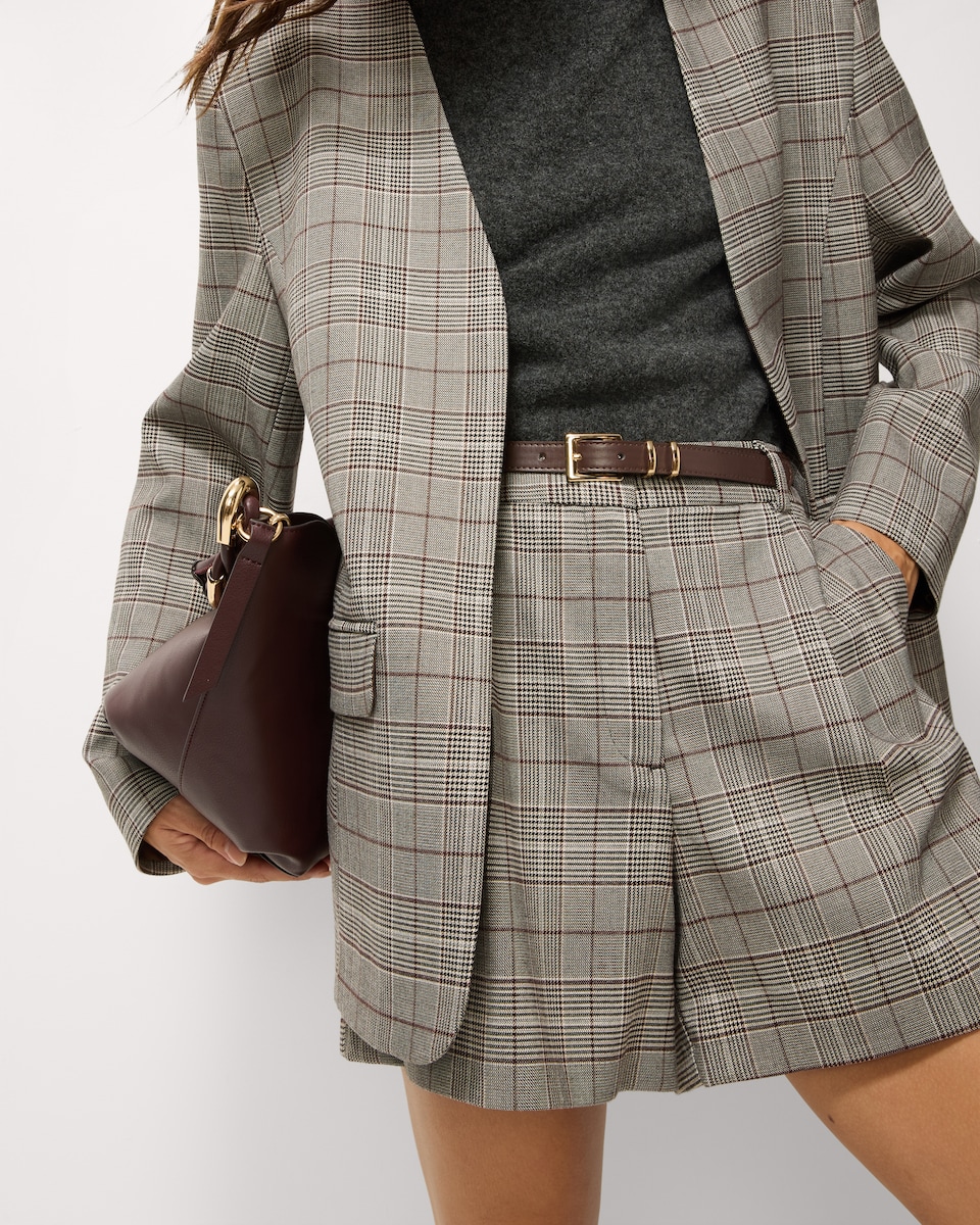 image 1 of F&F Checked Belted Co-ord Shorts in Multi Brown