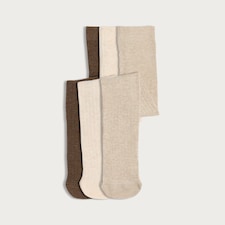 F&F Baby 3-Pack Cotton Blend Ribbed Tights in Brown Multi