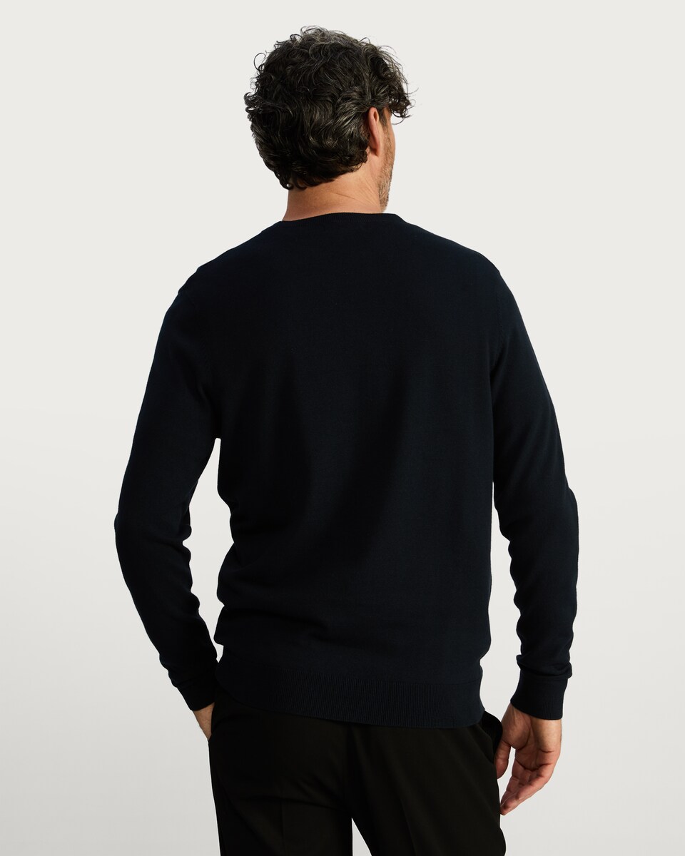image 1 of F&F Pure Cotton Fine Knit Jumper in Navy