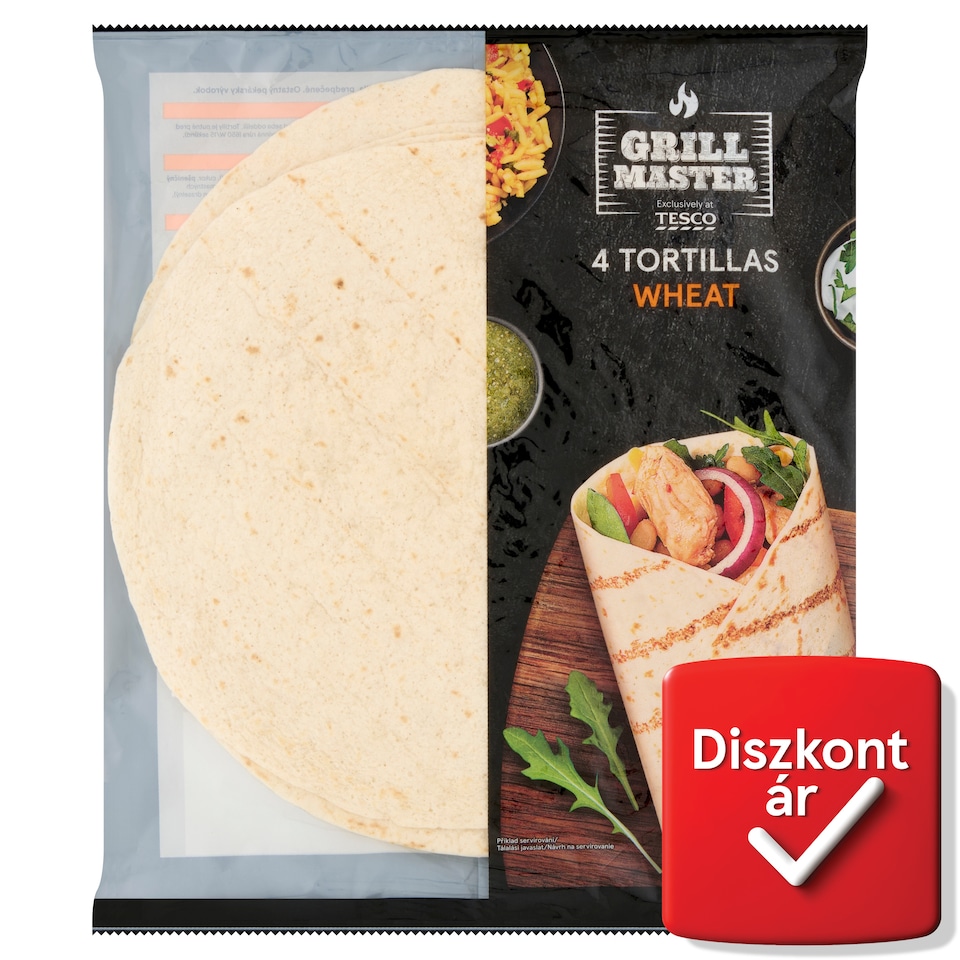 Grill Master elősütött tortilla lapok búzalisztből 4 x 62,5 g (250 g)