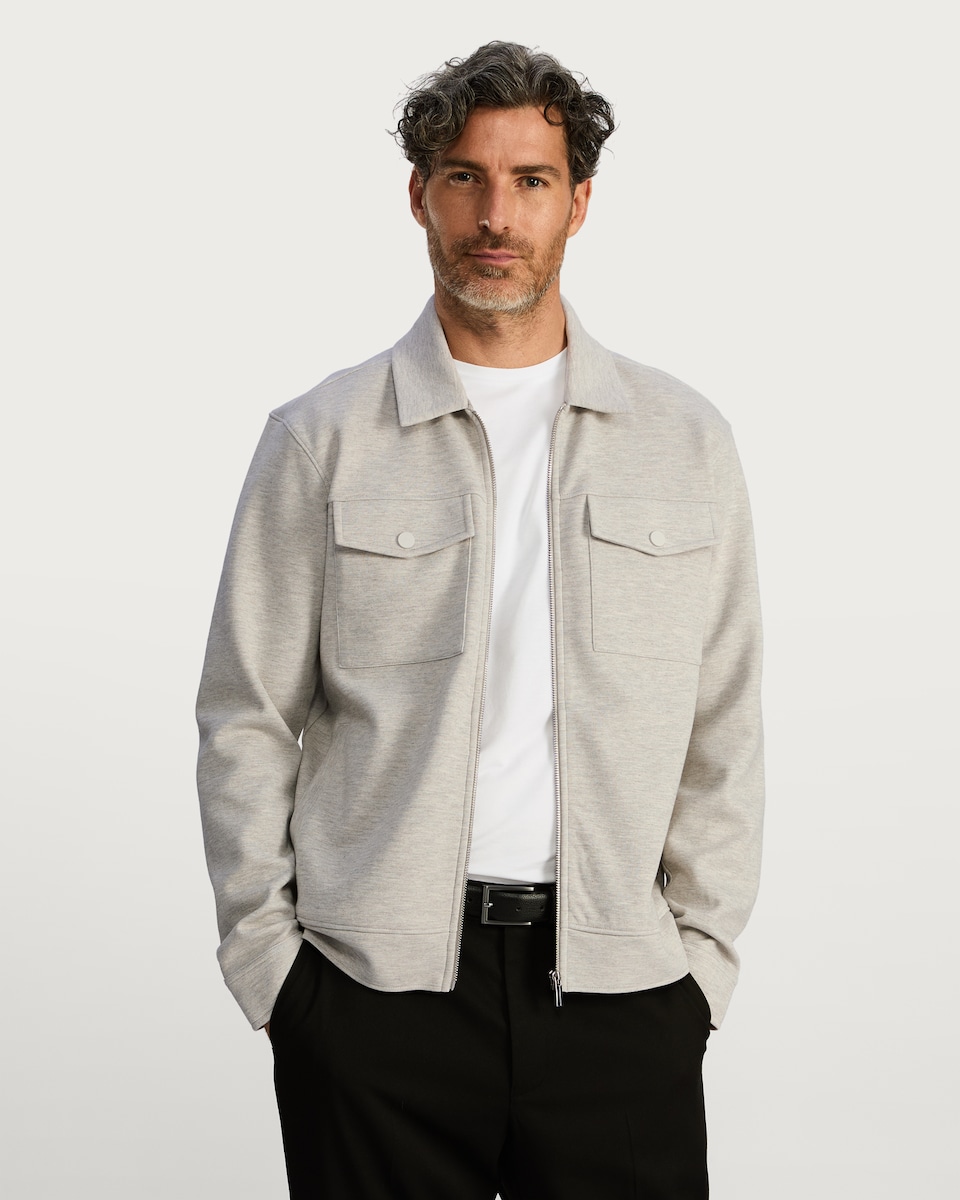 image 1 of The F&F Edit Cotton Rich Pocket Detail Shacket in Stone