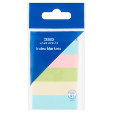 Tesco Home Office Self-Adhesive Bookmarks 100 Sheets 5 pcs