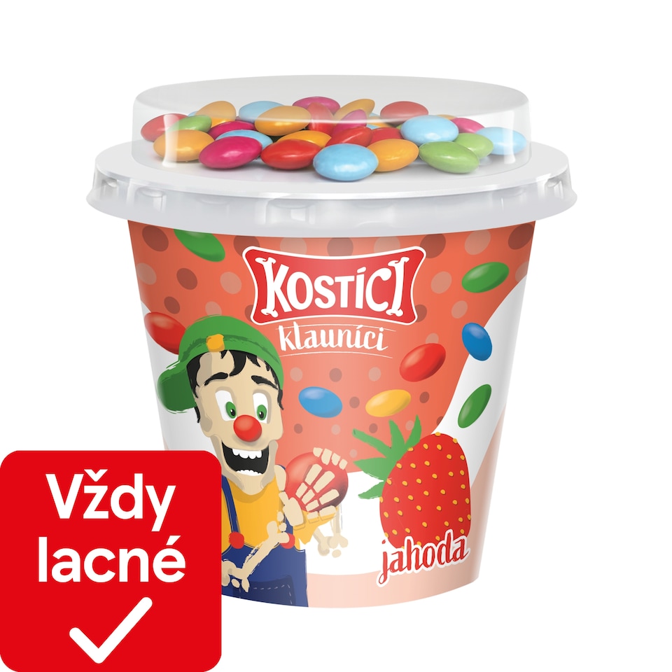 KOSTÍCI Klauníci (jahodový jogurt a čokoládové dražé) 109g