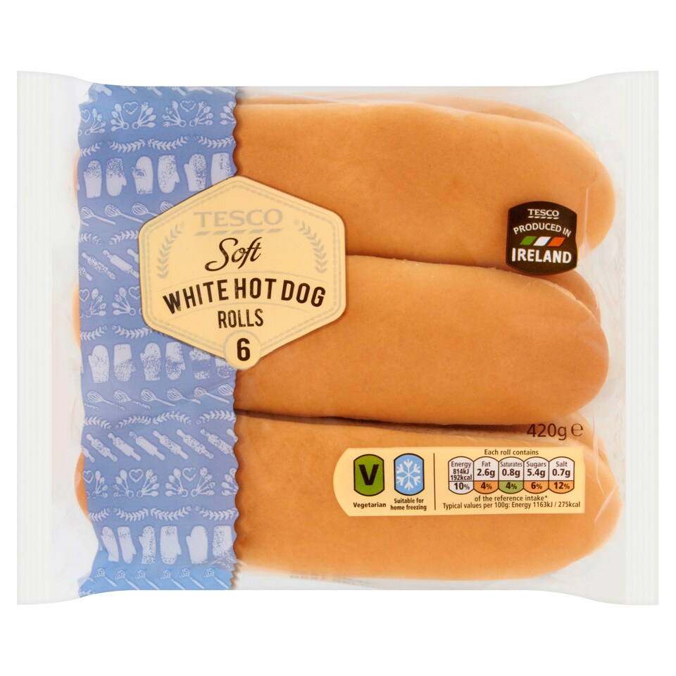 Tesco Family Hot Dog Rolls 6 Pack