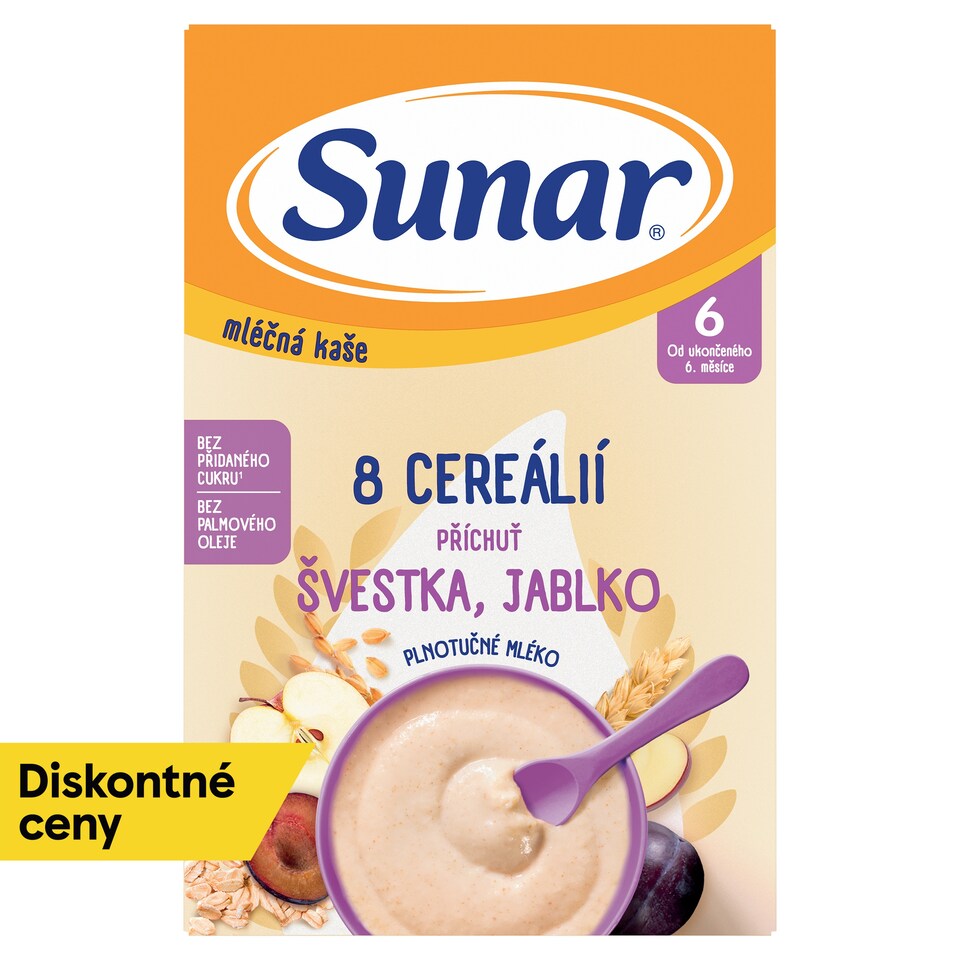 obrázok 1 z Sunar mliečna kaša s 8 cereáliami slivka, jablko 210 g
