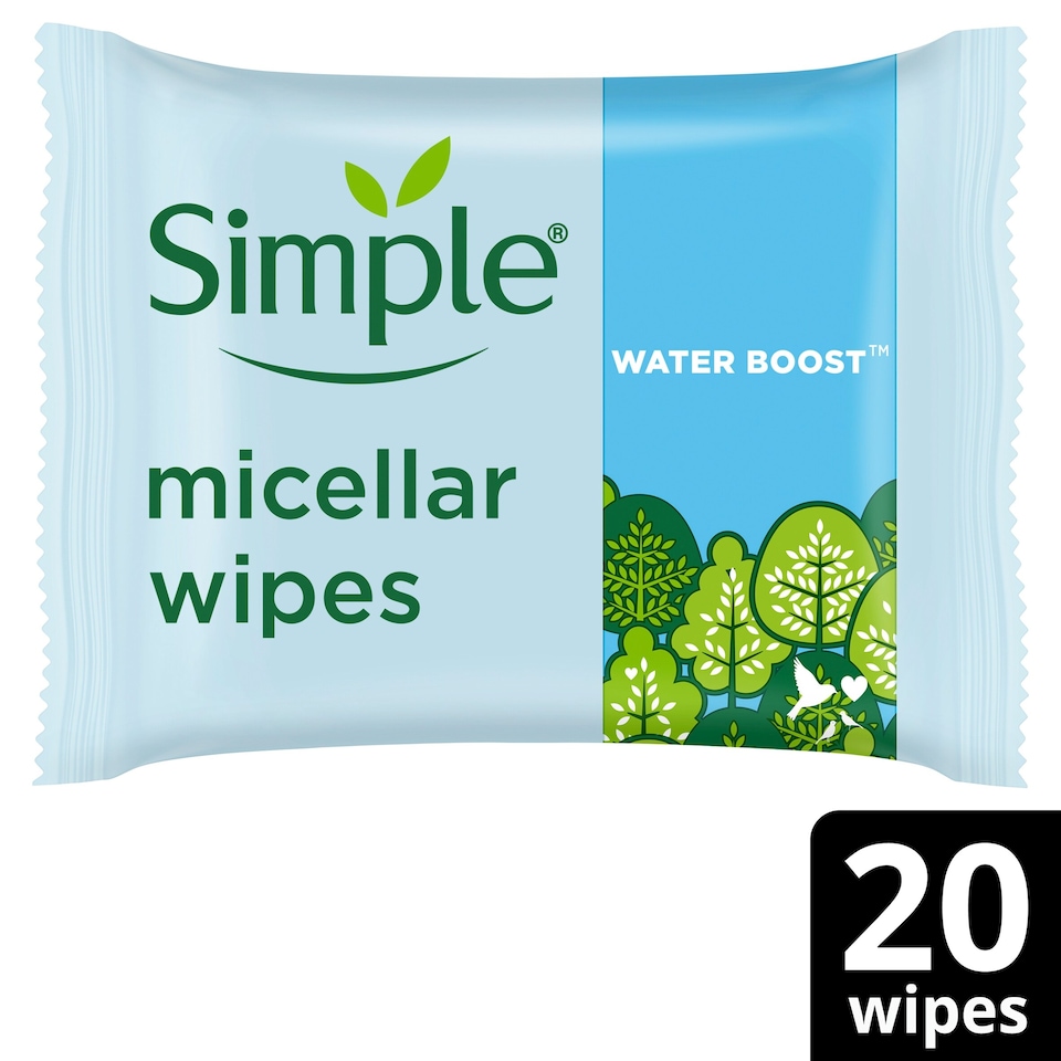 image 1 of Simple Sensitive Skin Micellar Wipes 20 Pack