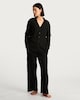 image 1 of F&F Ribbed Revere Button Up Pyjama Set in Black
