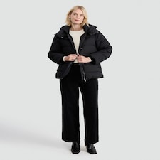 F&F Hooded Shower Resistant Puffer Jacket in Black