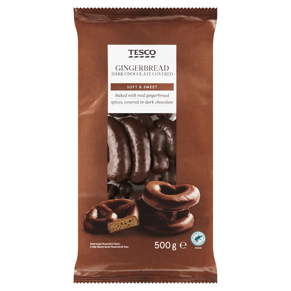 Tesco Gingerbread Dark Chocolate Covered 500g