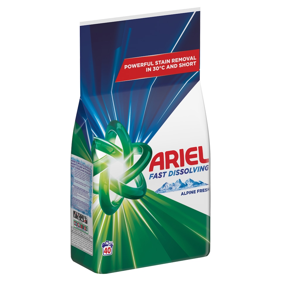 image 1 of Ariel Alpine Fresh Washing Powder Laundry Detergent, 2.2kg, 40 Washes