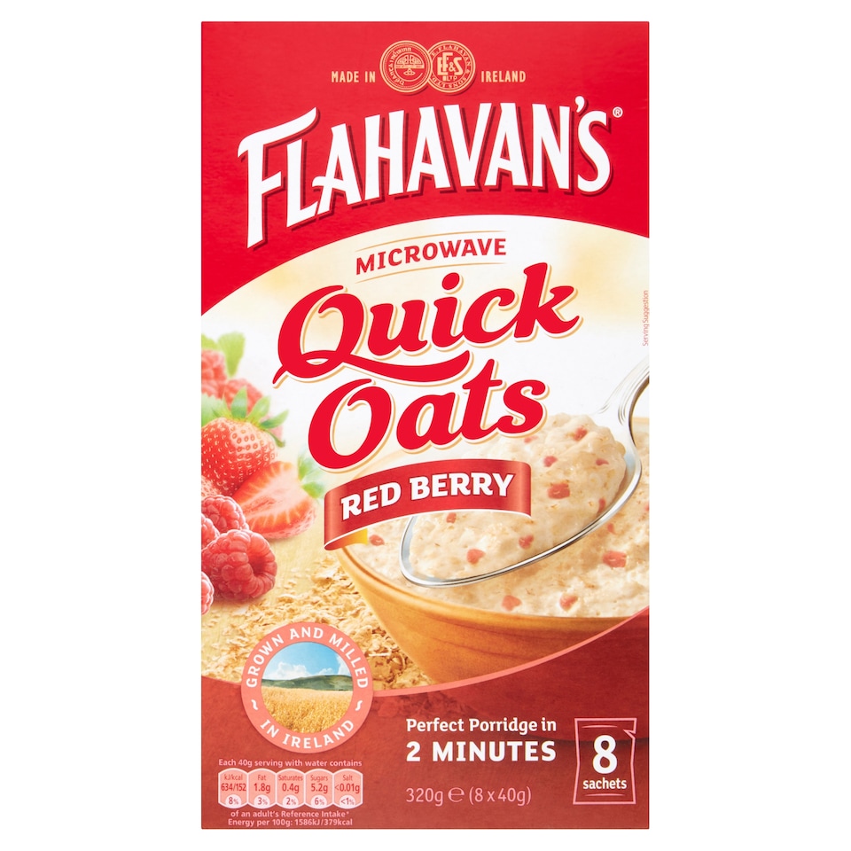 Flahavan Quick Oats Red Berry 8 Sachet Pack