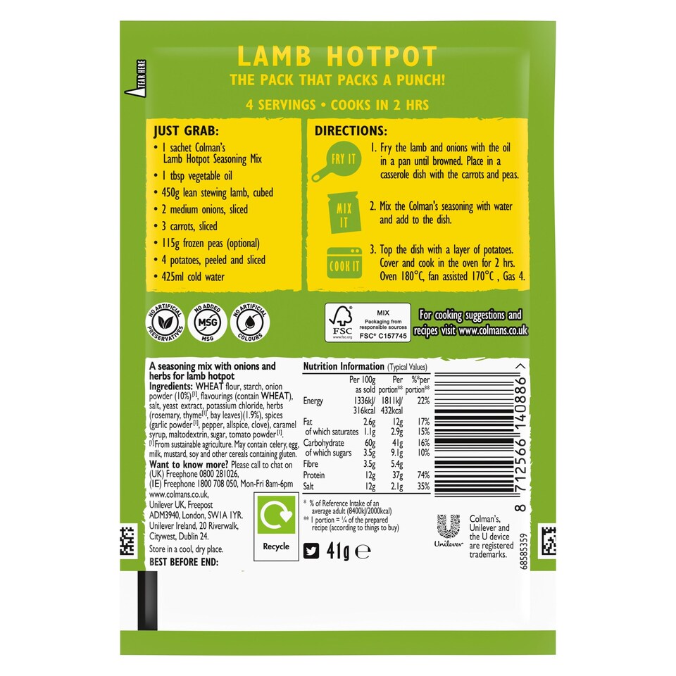 image 1 of Colman's Lamb Hotpot Recipe Mix 41G