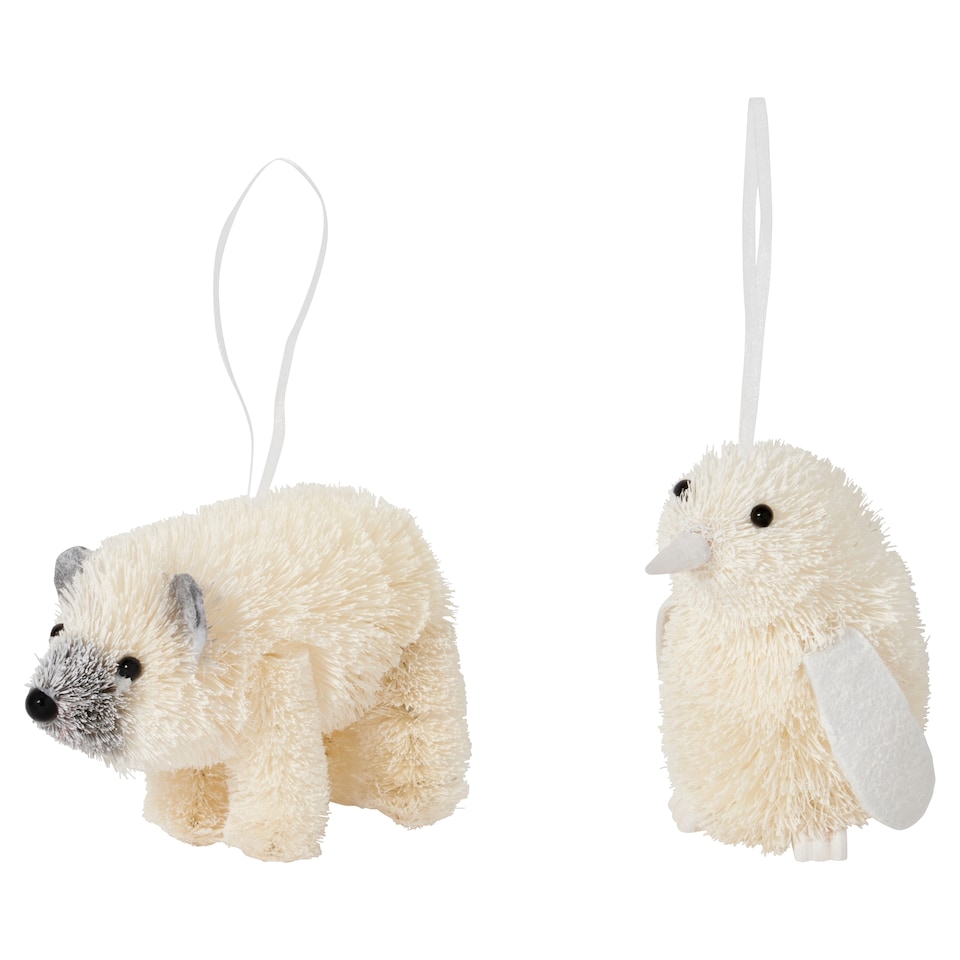 Tesco Bristle Polar Bear/Penguin Hanging Christmas Decoration Assortment