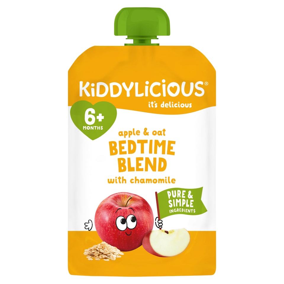 image 1 of Kiddylicious Apple & Oat Bedtime Blend with Chamomile 6+ Months 100g