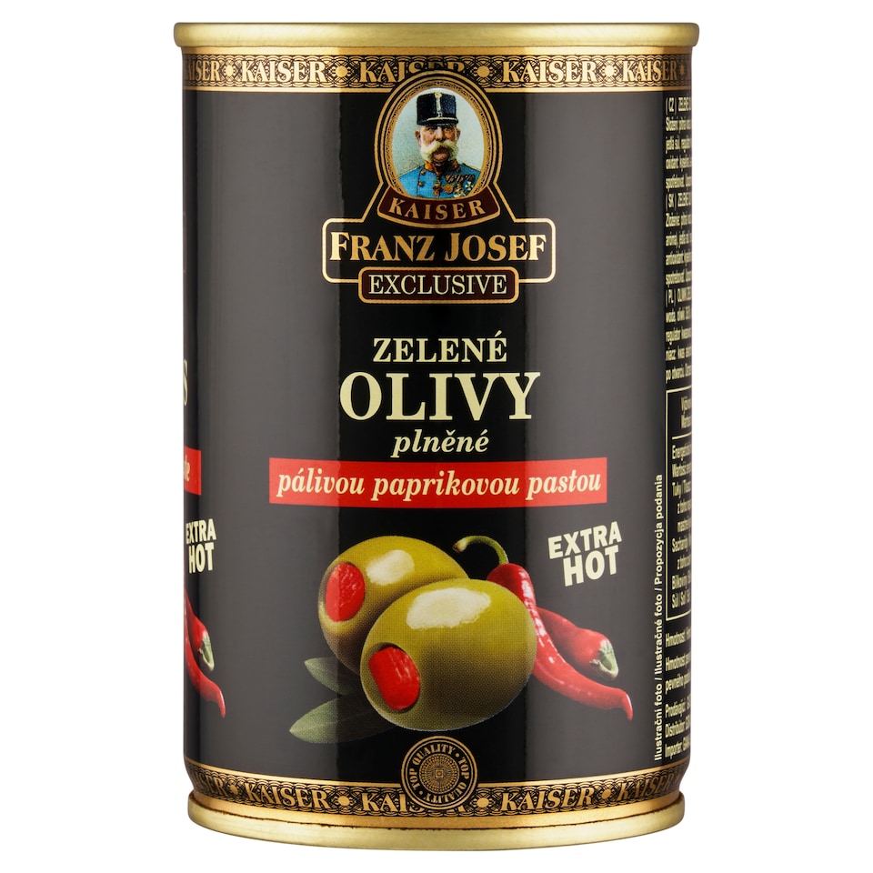 image 1 of Franz Josef Kaiser Exclusive Green Olives Stuffed with Hot Pepper Paste 300g