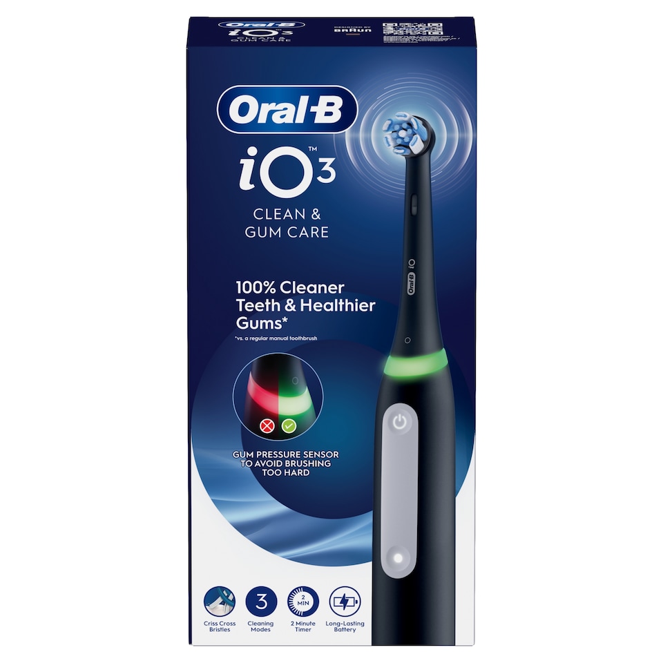 Obrázek 1 pro produkt Oral-B iO 3 Elektrický Zubní Kartáček | Černá | 1 Kartáčková Hlavice