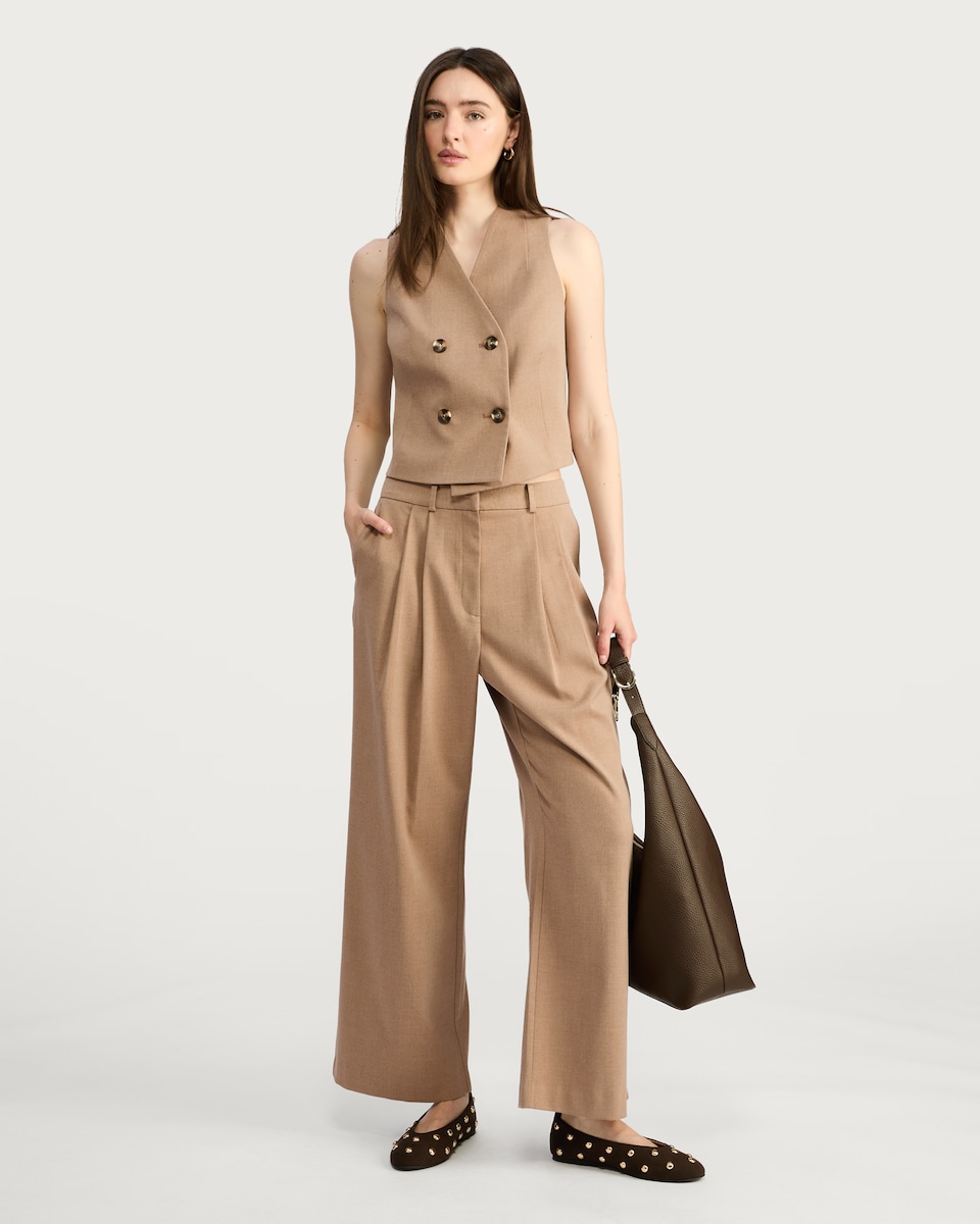 image 1 of F&F Double Breasted V Neck Waistcoat in Brown