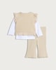 image 2 of F&F Baby 3-Piece Top, Waistcoat and Flared Leggings in Stone