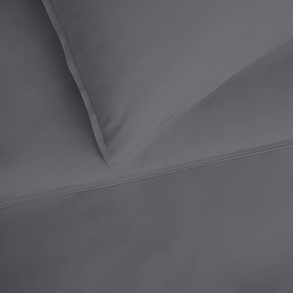 image 1 of F&F Home Bedding 100% Cotton Oxford Edge Duvet Set Grey Single