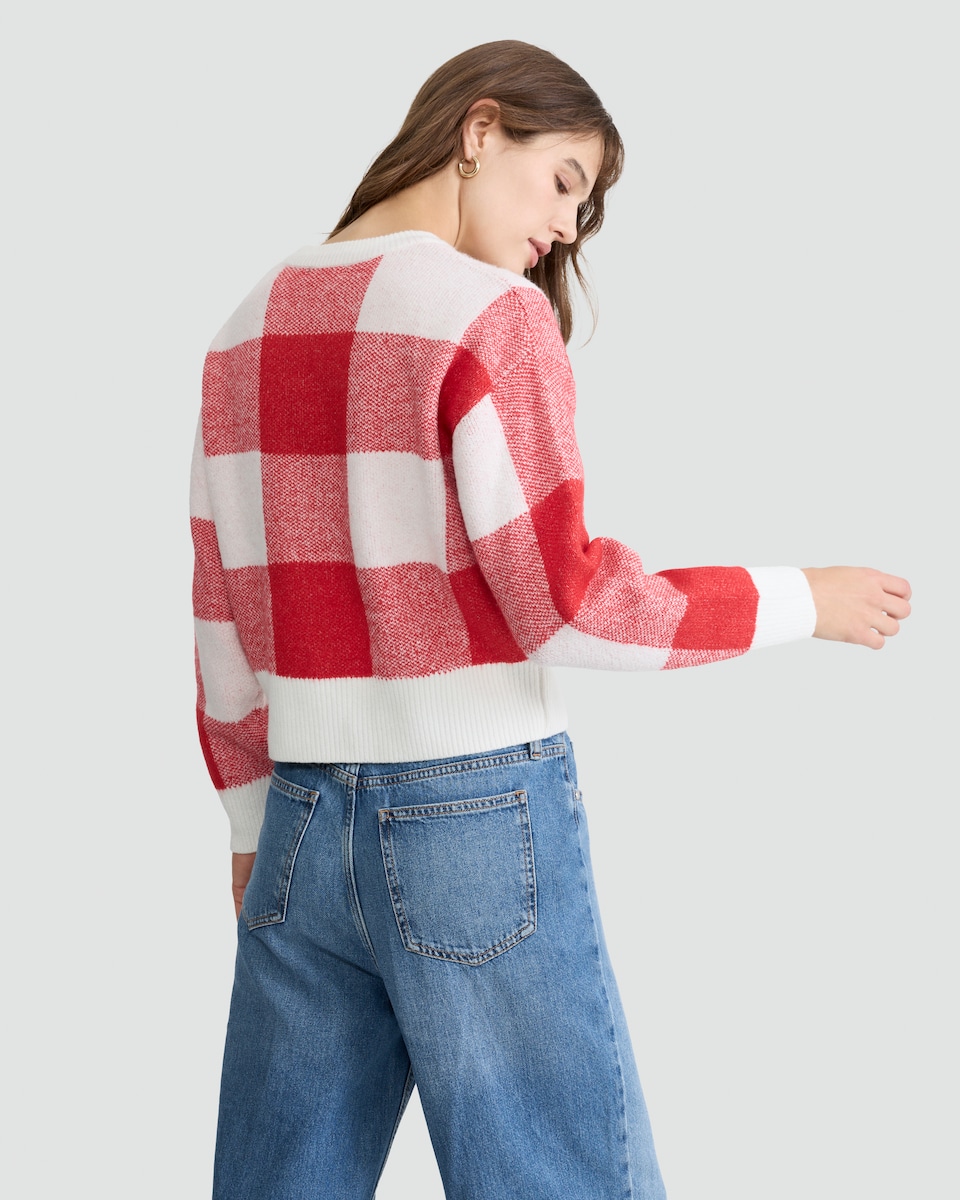 image 1 of F&F Knitted Christmas Tree Print Jumper in Red