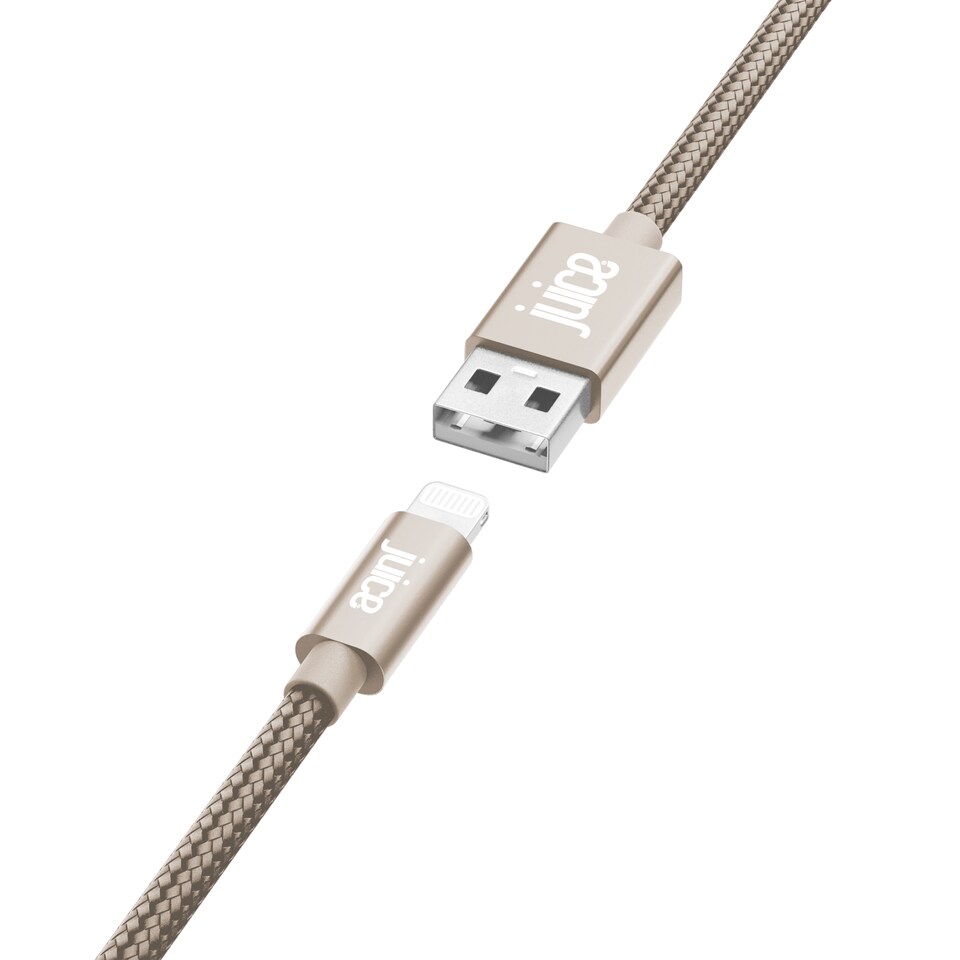 image 1 of JUICE BRAIDED LIGHTNING TO USB A CABLE 2M SOFT GOLD