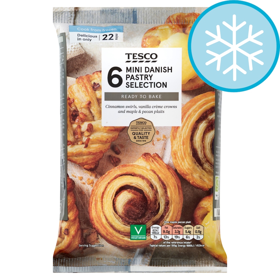 Tesco 6 Mini Danish Pastry Selection 235G