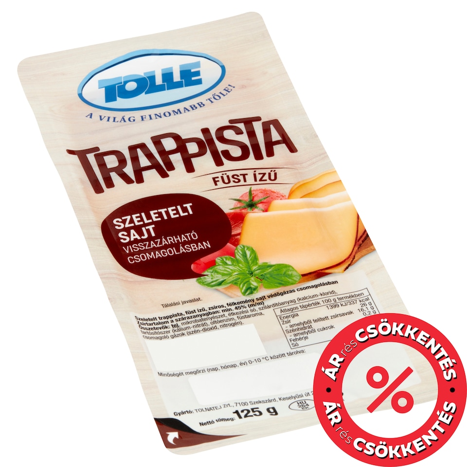 Tolle füst ízű szeletelt trappista sajt 125 g
