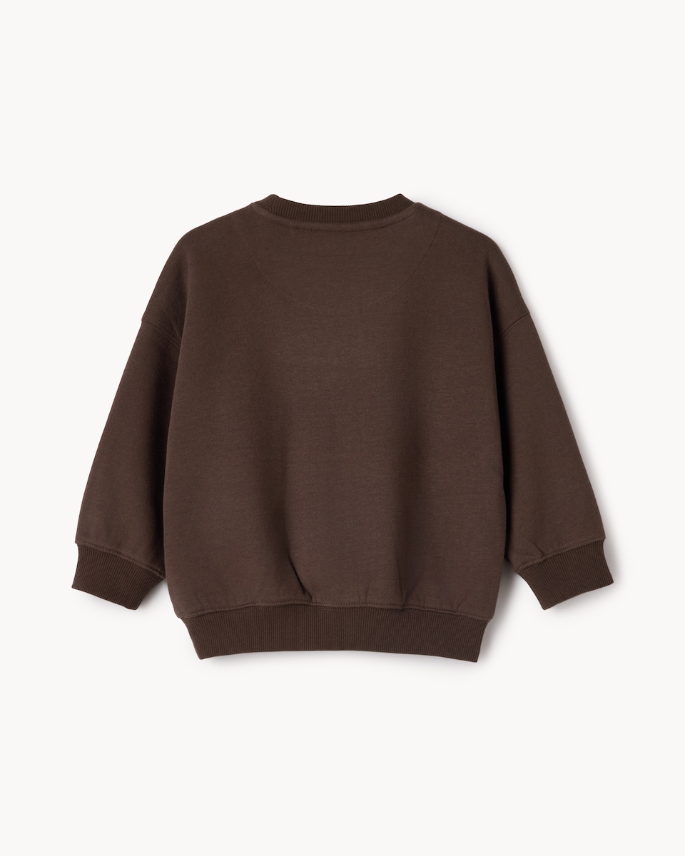 image 1 of F&F Boys Cotton Rich Always Smiling Sweatshirt in Brown