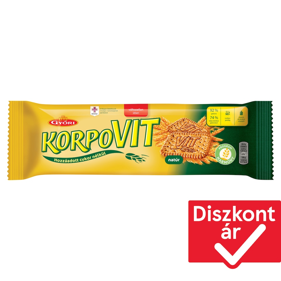 Győri Korpovit ropogós keksz teljes kiőrlésű gabonával 174 g