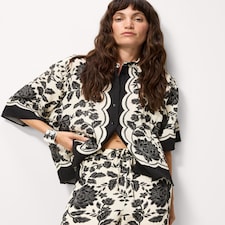 F&F Floral Short Sleeved Co-ord Shirt in Multi Black