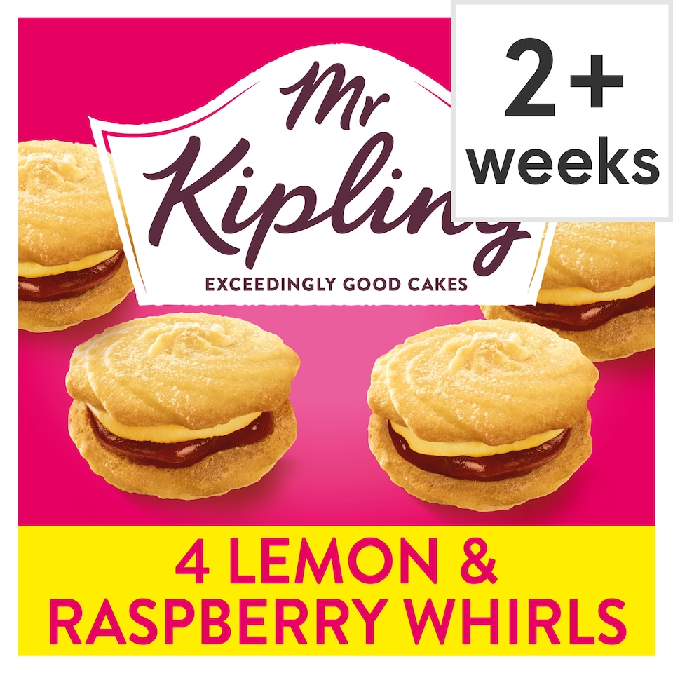 image 1 of Mr Kipling 4 Lemon and Raspberry Whirls Shortcake