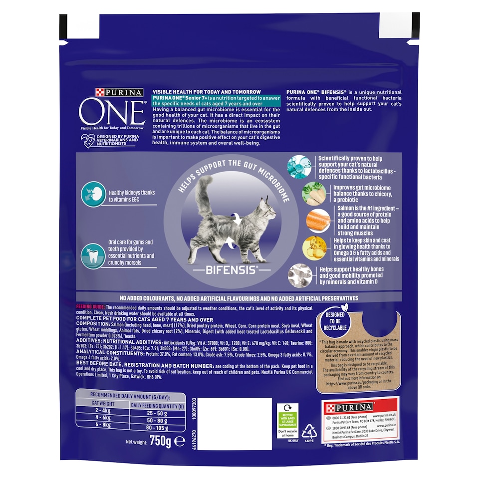 image 1 of Purina One 7+ Cat Food Salmon 750G